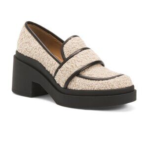 LA CANADIENNE Alistair Block Heel Boucle Loafers